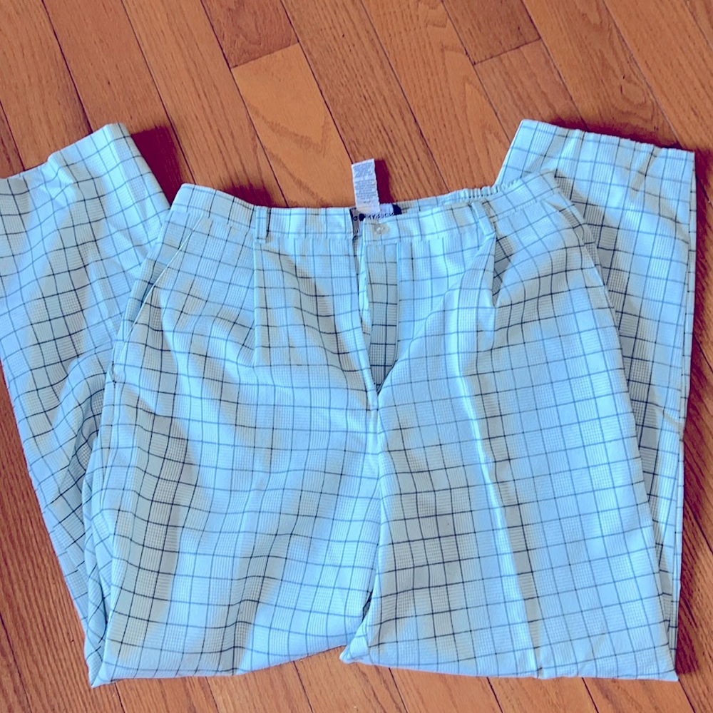 Sag Harbor Light aqua with black checked polyester pants